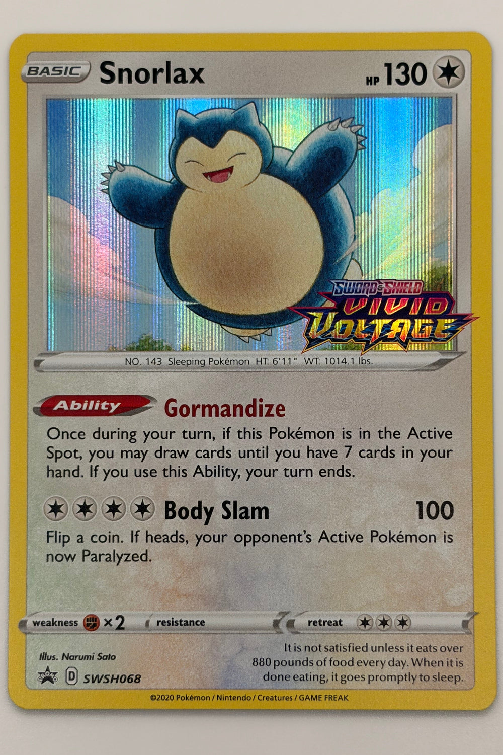 Snorlax SWSH068 Black Star Promo Stamped Vivid Voltage NM