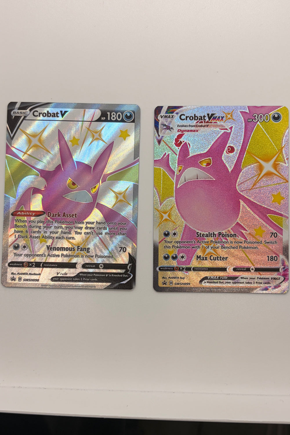 Crobat Vmax & V - SWSH099 & 098 - Black Star Promo NM