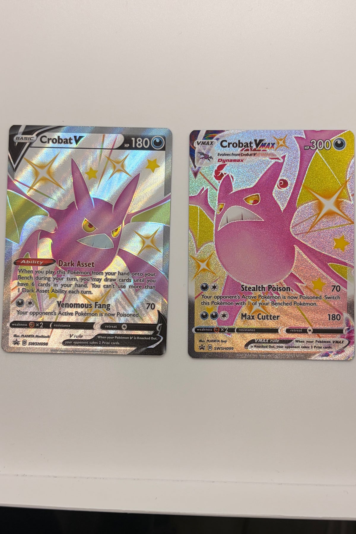 Crobat Vmax & V - SWSH099 & 098 - Black Star Promo NM