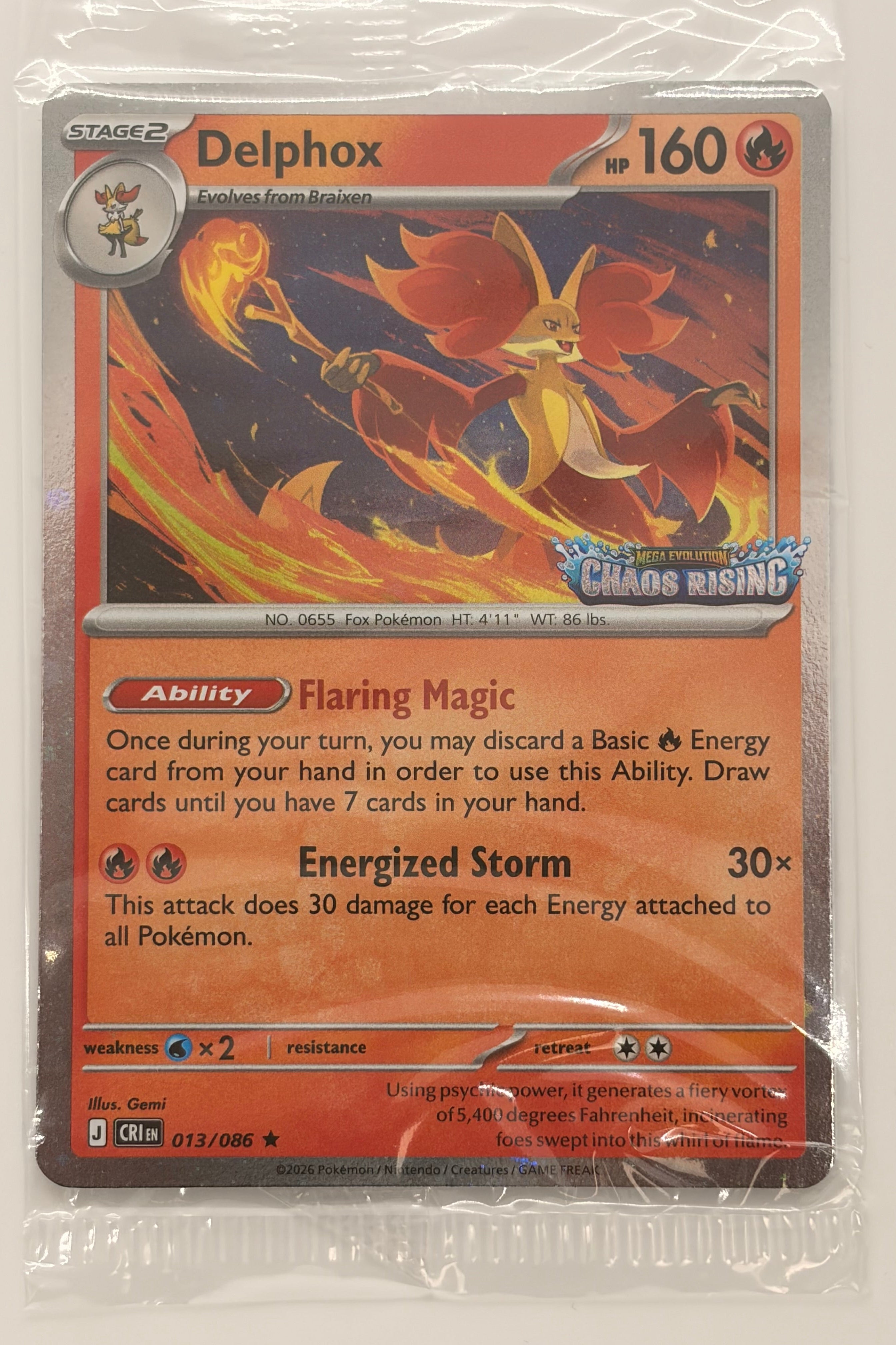 Delphox 013/086 - Chaos Rising STAMP PROMO SEALED