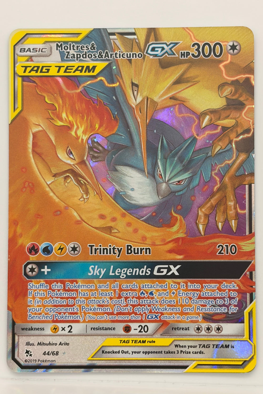 Moltres & Zapdos & Articuno GX 44/68 Hidden Fates NM