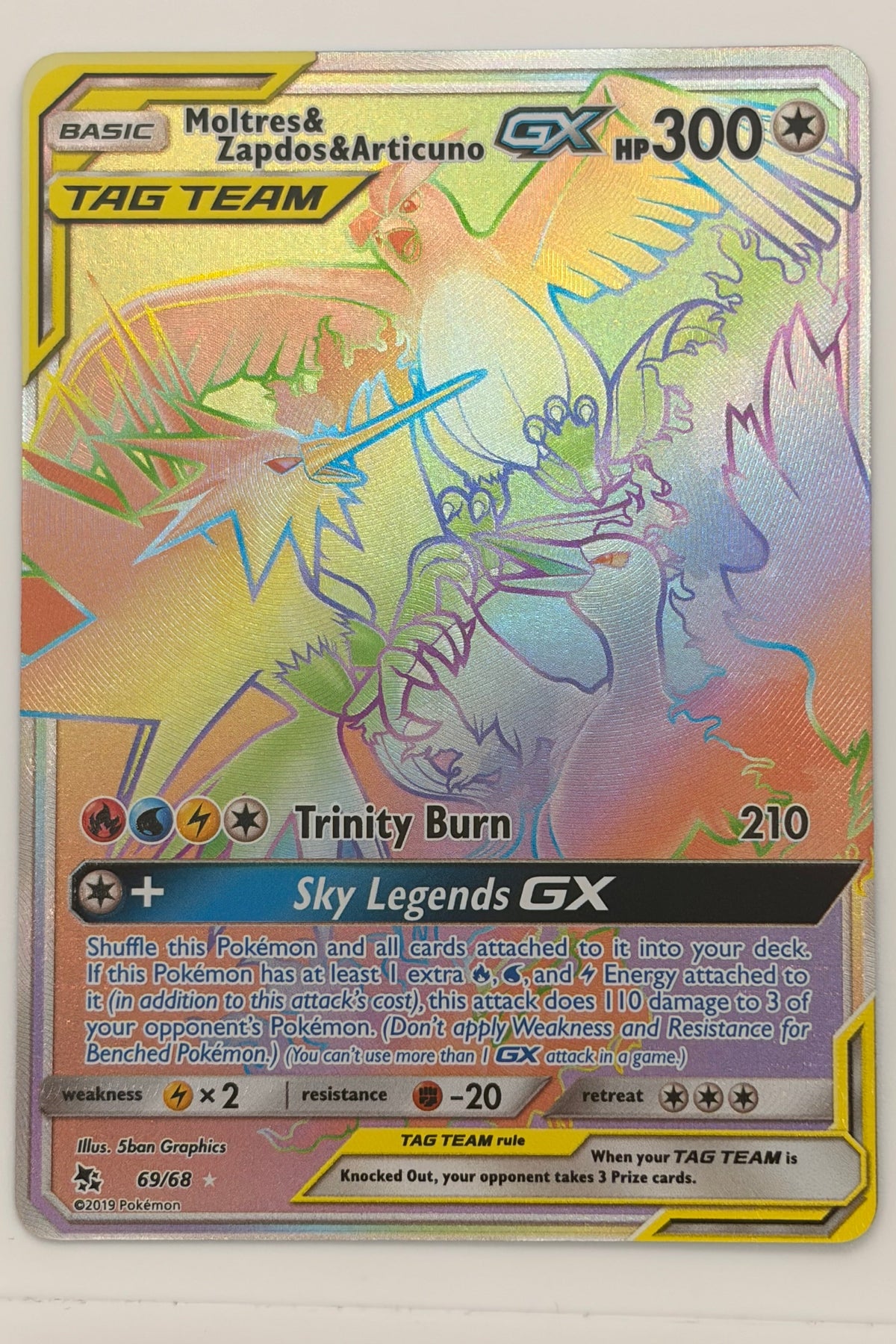Moltres & Zapdos & Articuno GX 69/68 Hidden Fates NM