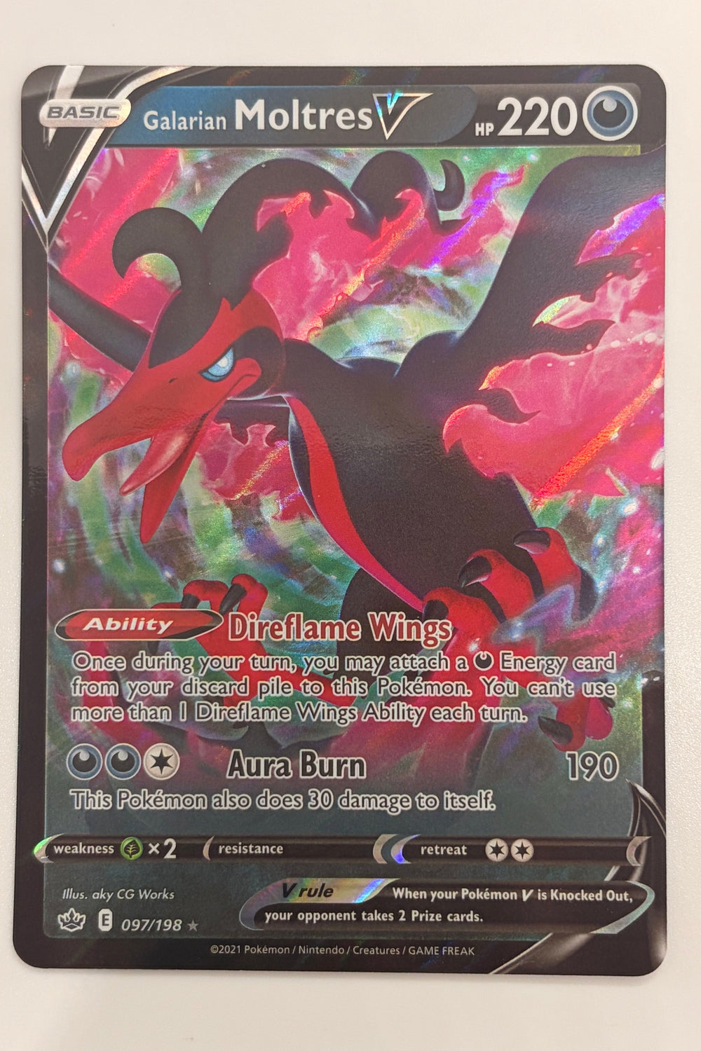 097/198 Galarian Moltres V - Rare Holo V