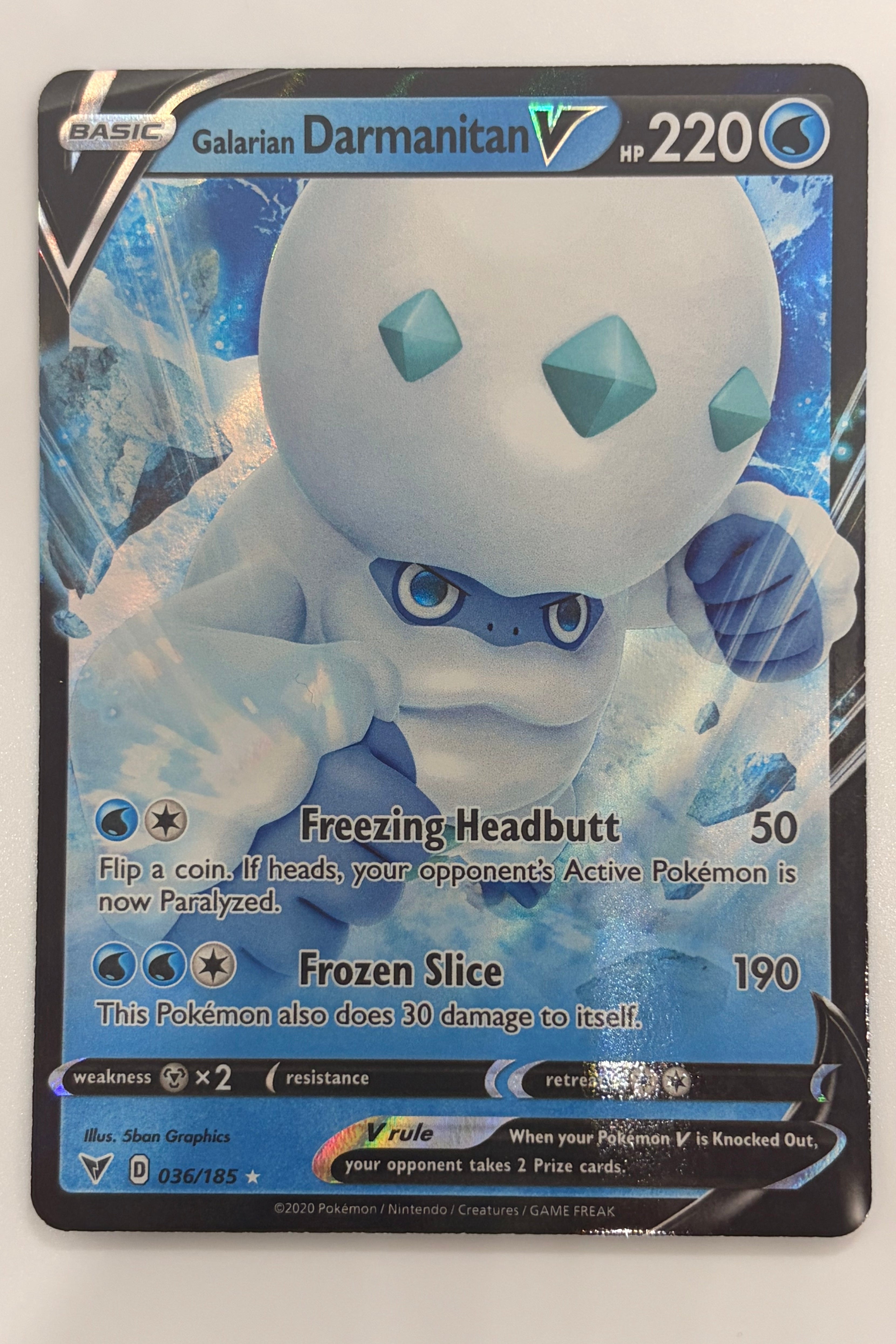 036/185 Galarian Darmanitan V - Rare Holo V