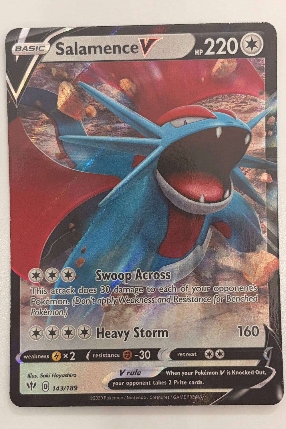 143/189 Salamence V - Rare Holo V