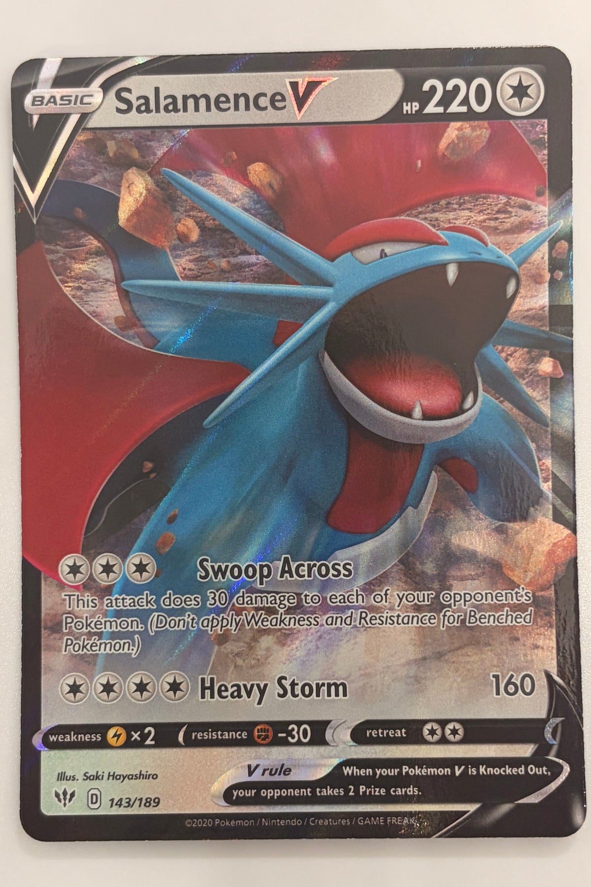 143/189 Salamence V - Rare Holo V