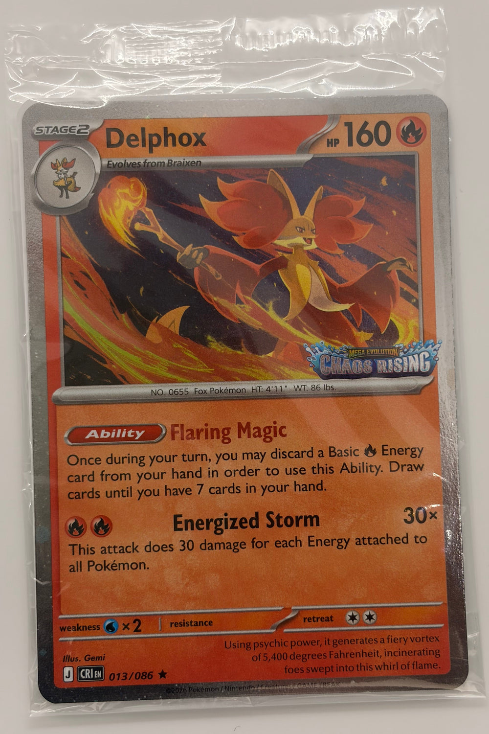 Delophox 013/086 - Chaos Rising Stamped Sealed PROMO