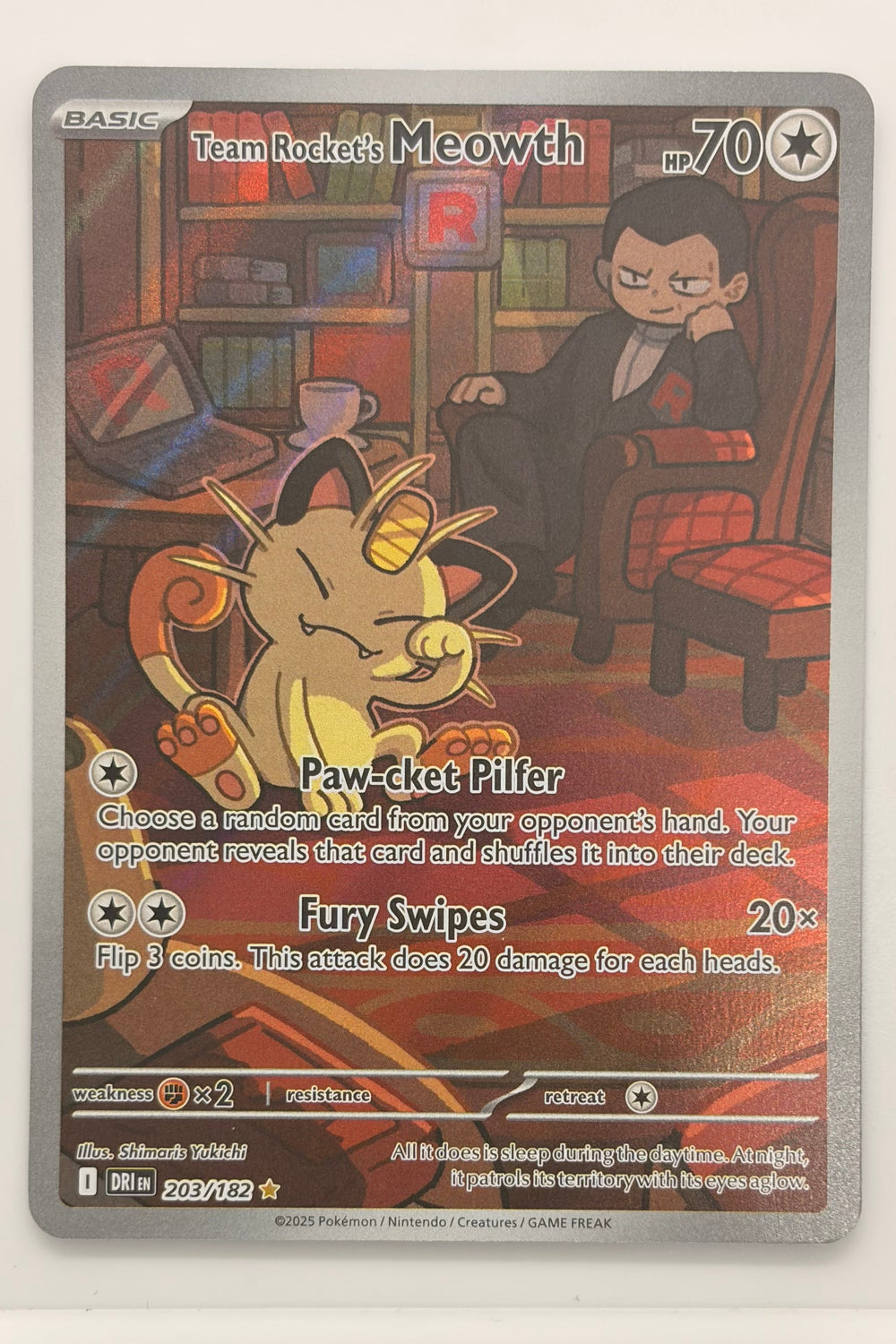 203/182 Team Rocket's Meowth - Illustration Rare