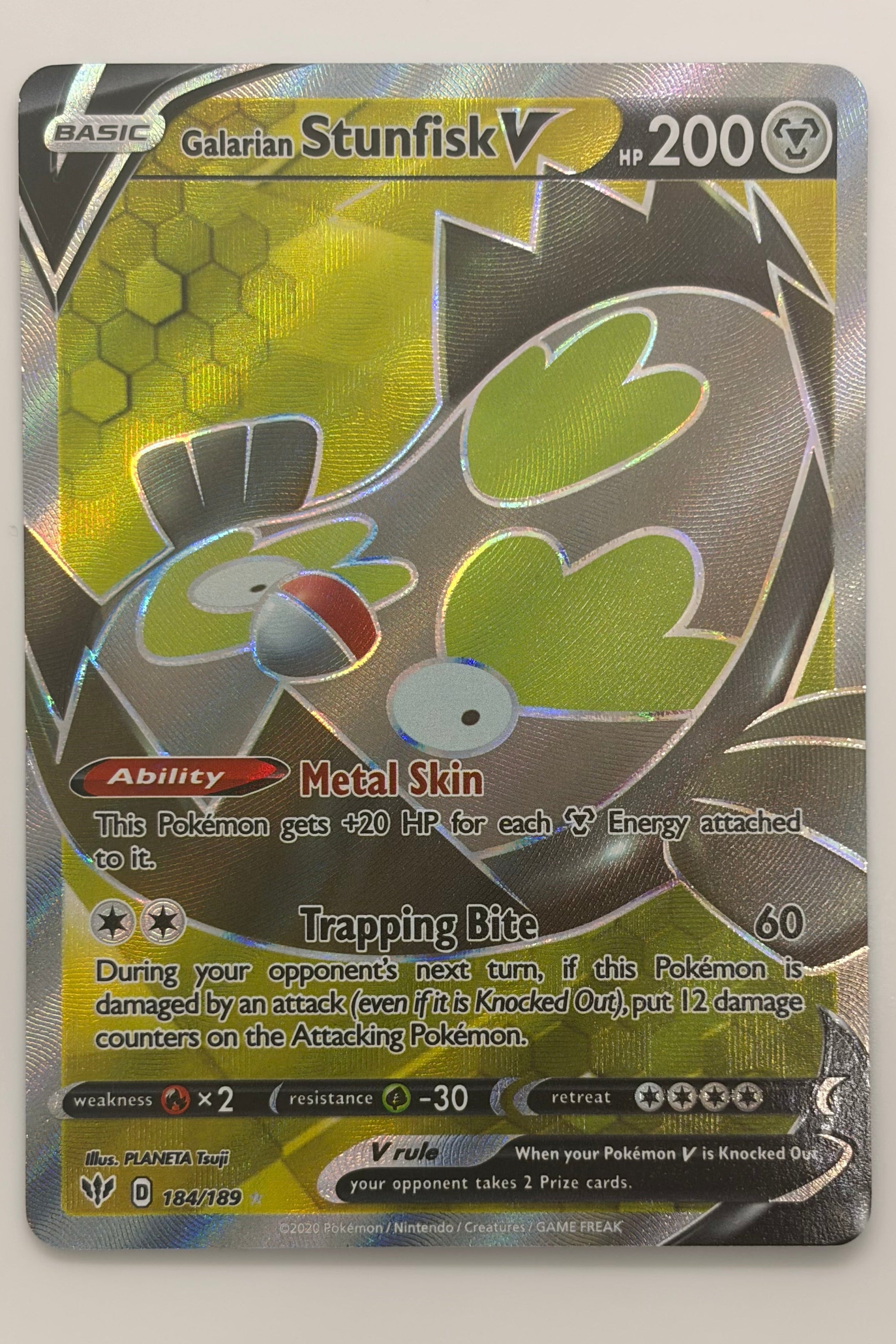 184/189 Galarian Stunfisk V - Rare Ultra