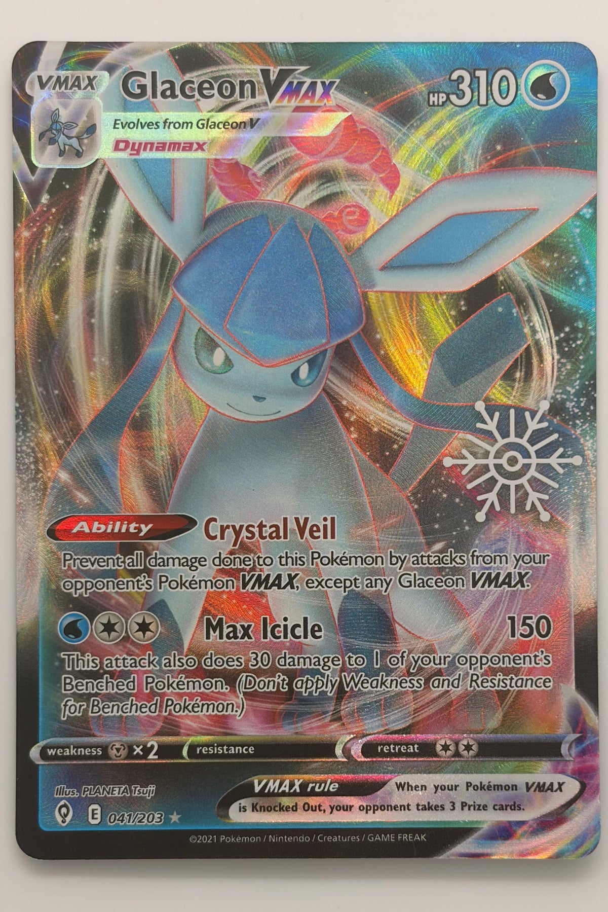041/203 Glaceon VMAX - Rare Holo Holiday Stamp