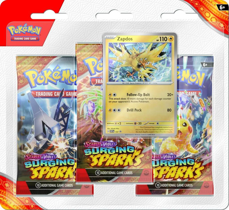 Pokemon - TCG - Surging Sparks Three Pack Booster Blister