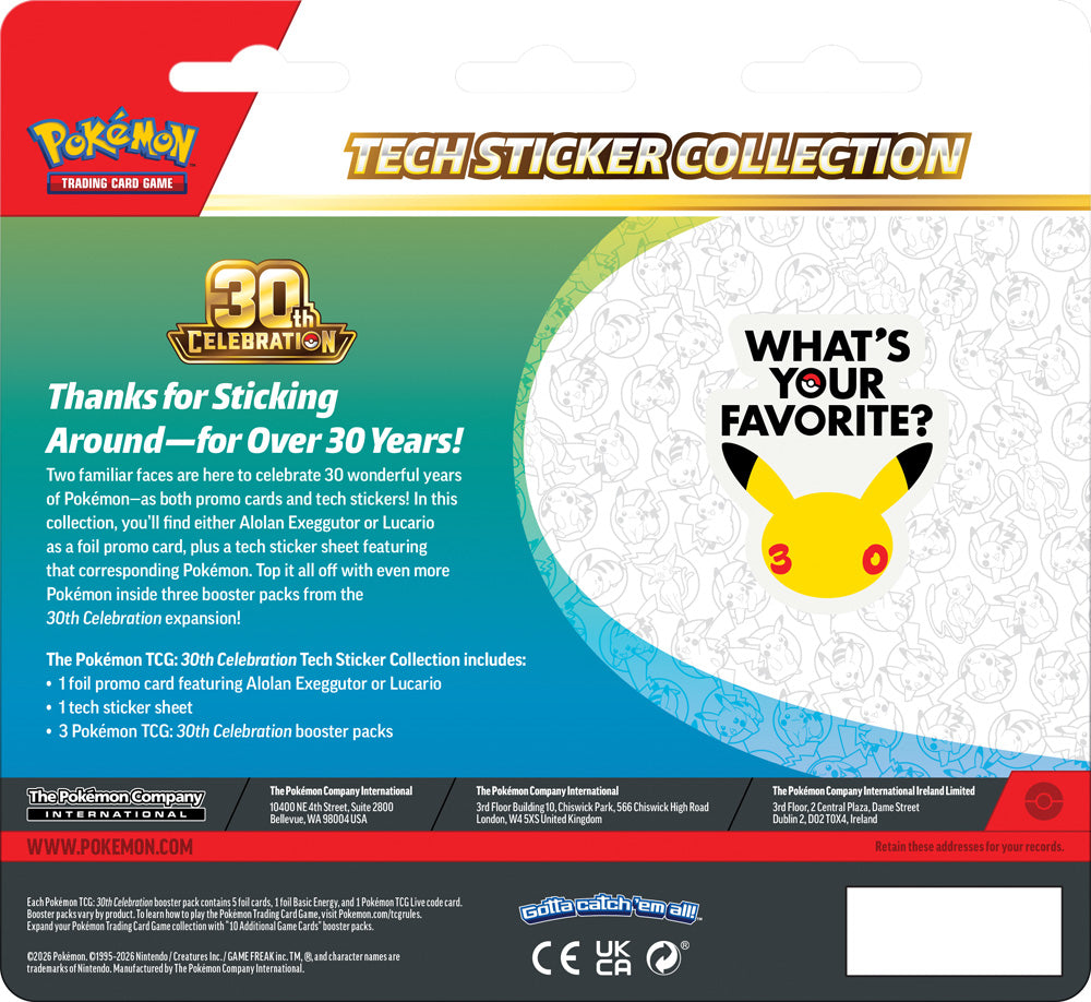 Pokemon - TCG - 30th Celebration Tech Sticker Collection