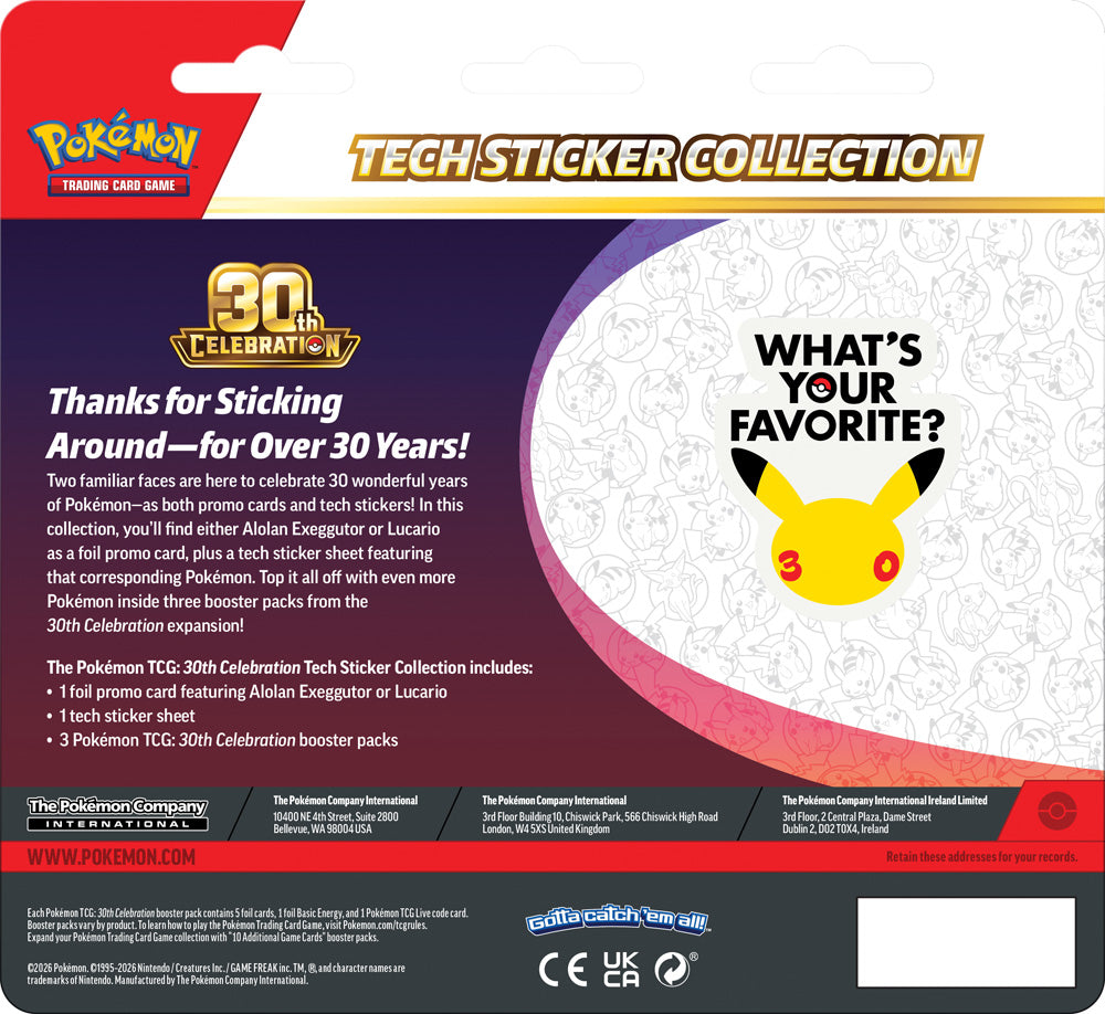 Pokemon - TCG - 30th Celebration Tech Sticker Collection