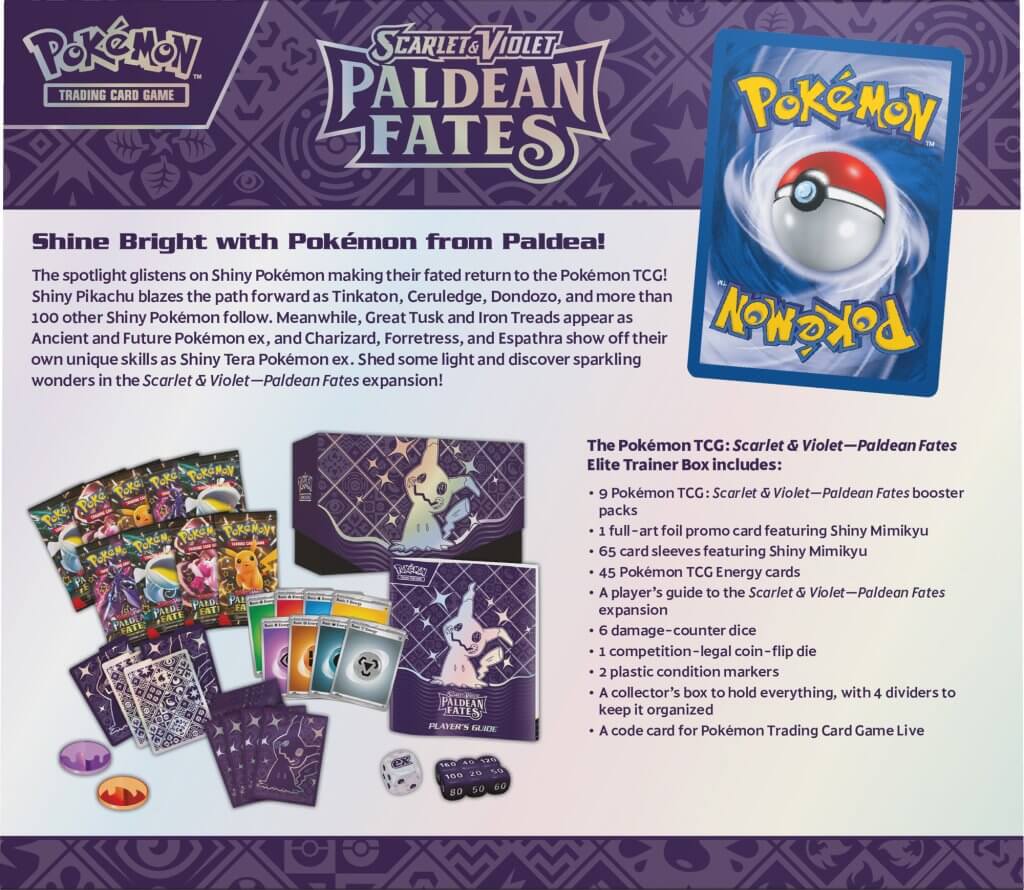 Pokemon - TCG - Scarlet & Violet 4.5 Paldean Fates Elite Trainer Box Pokemon - TCG - Scarlet & Violet 4.5 Paldean Fates Elite Trainer Box