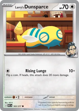 163/217 Larry's Dunsparce - Common Reverse Holo
