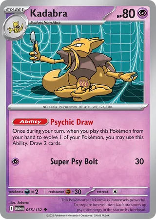 055/132 Kadabra - Uncommon Reverse Holo