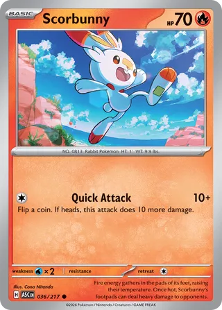 036/217 Scorbunny - Common Reverse Holo