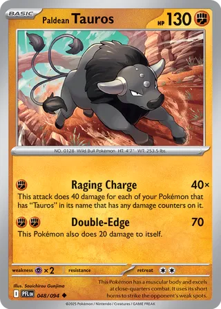 048/094 Paldean Tauros - Uncommon Reverse Holo