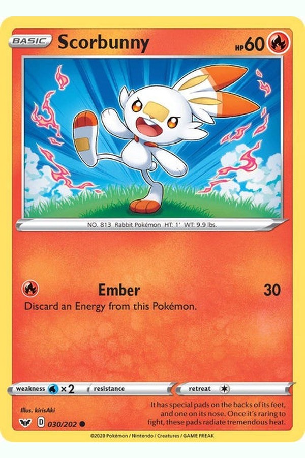030 / 202 Scorbunny - Common Reverse Holo - Collectible Madness