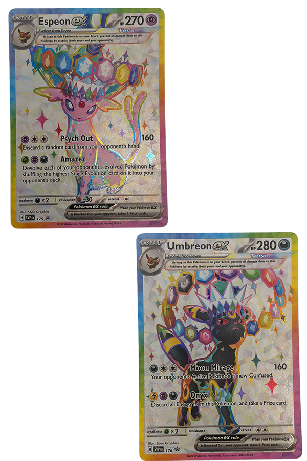 Espeon & Umbreon EX SVP 175 & 176 -  Black Star Promo NM