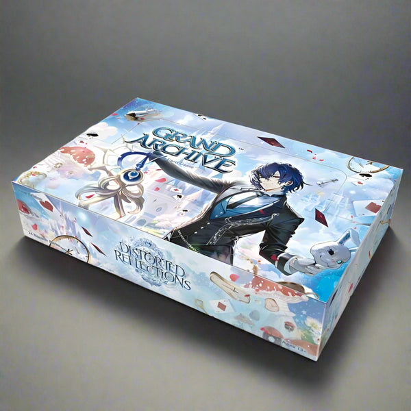 Card game box titled 'Grand Archive' with character illustration on a white background