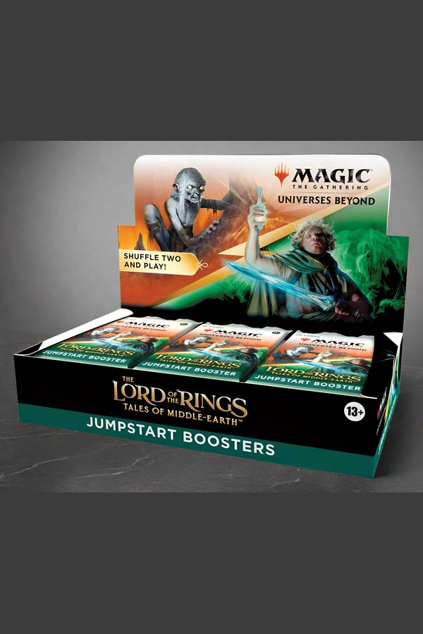 Box of 'The Lord of the Rings: Tales of Middle-Earth' Jumpstart Boosters with character images on a white background.