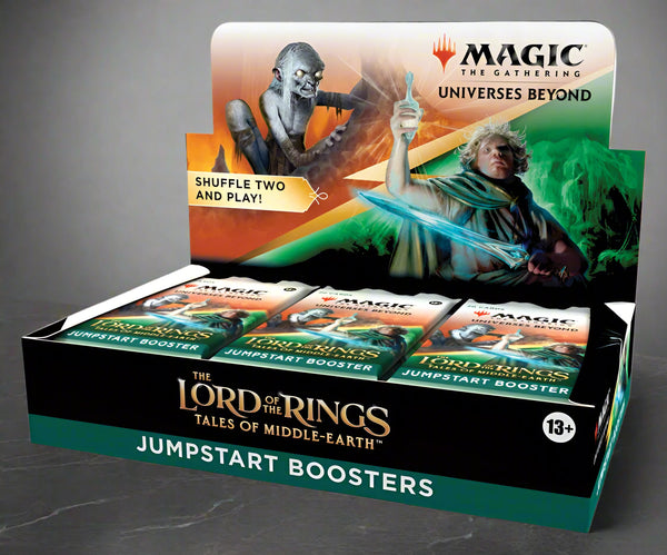 Box of 'The Lord of the Rings: Tales of Middle-Earth' Jumpstart Boosters with character images on a white background.