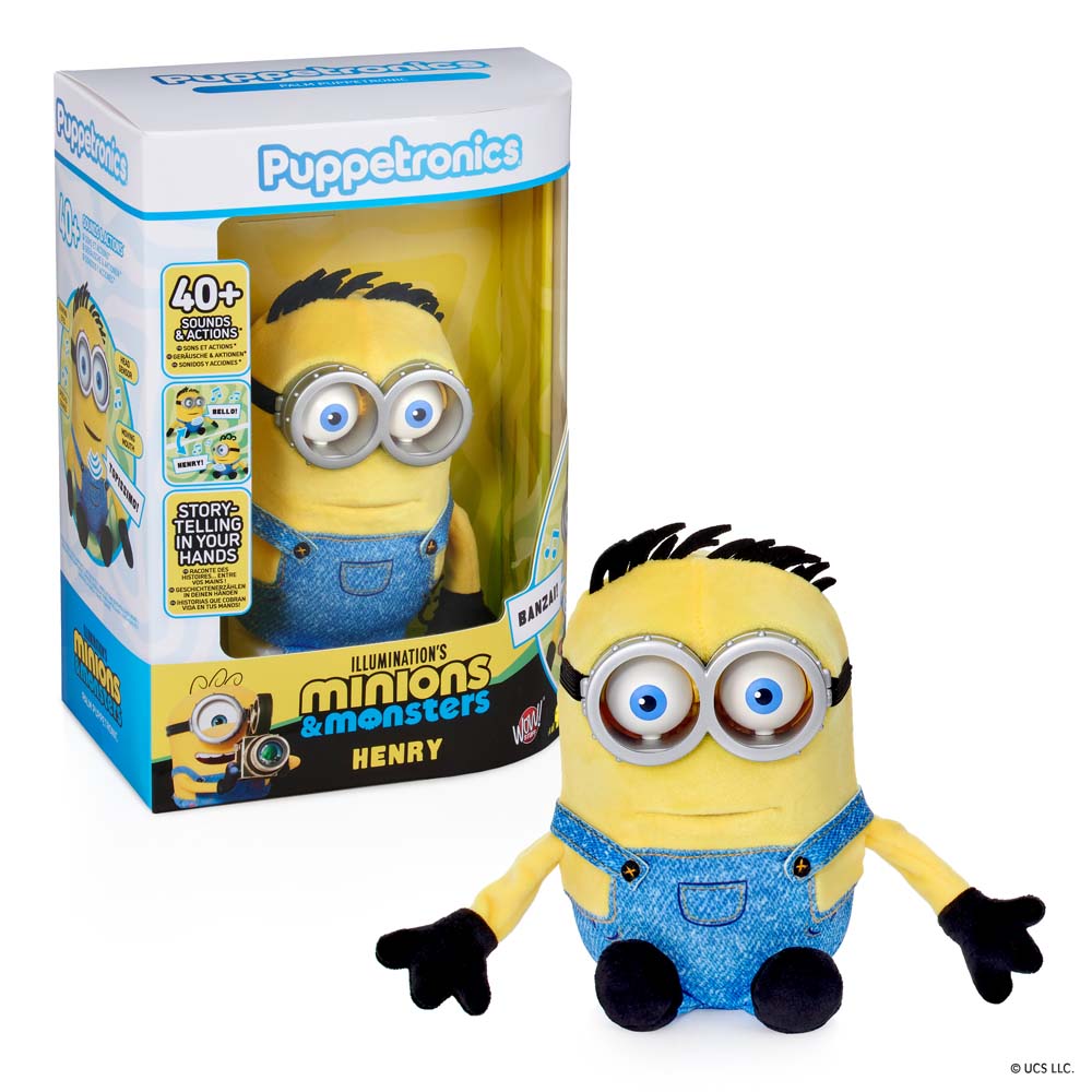 Minions & Monsters Palm Puppetronic Henry box with the figure beside it