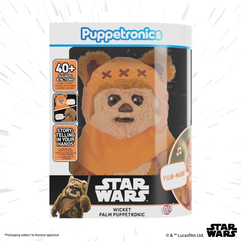 Star Wars Wicket Palm Puppetronic retail box front on white