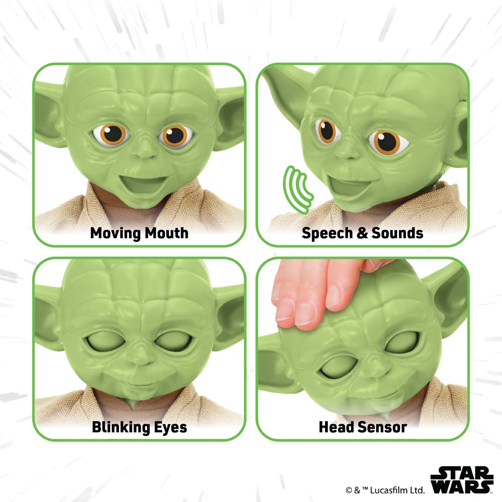Star Wars Yoda Palm Puppetronic features: moving mouth, speech and sounds, blinking eyes and head sensor