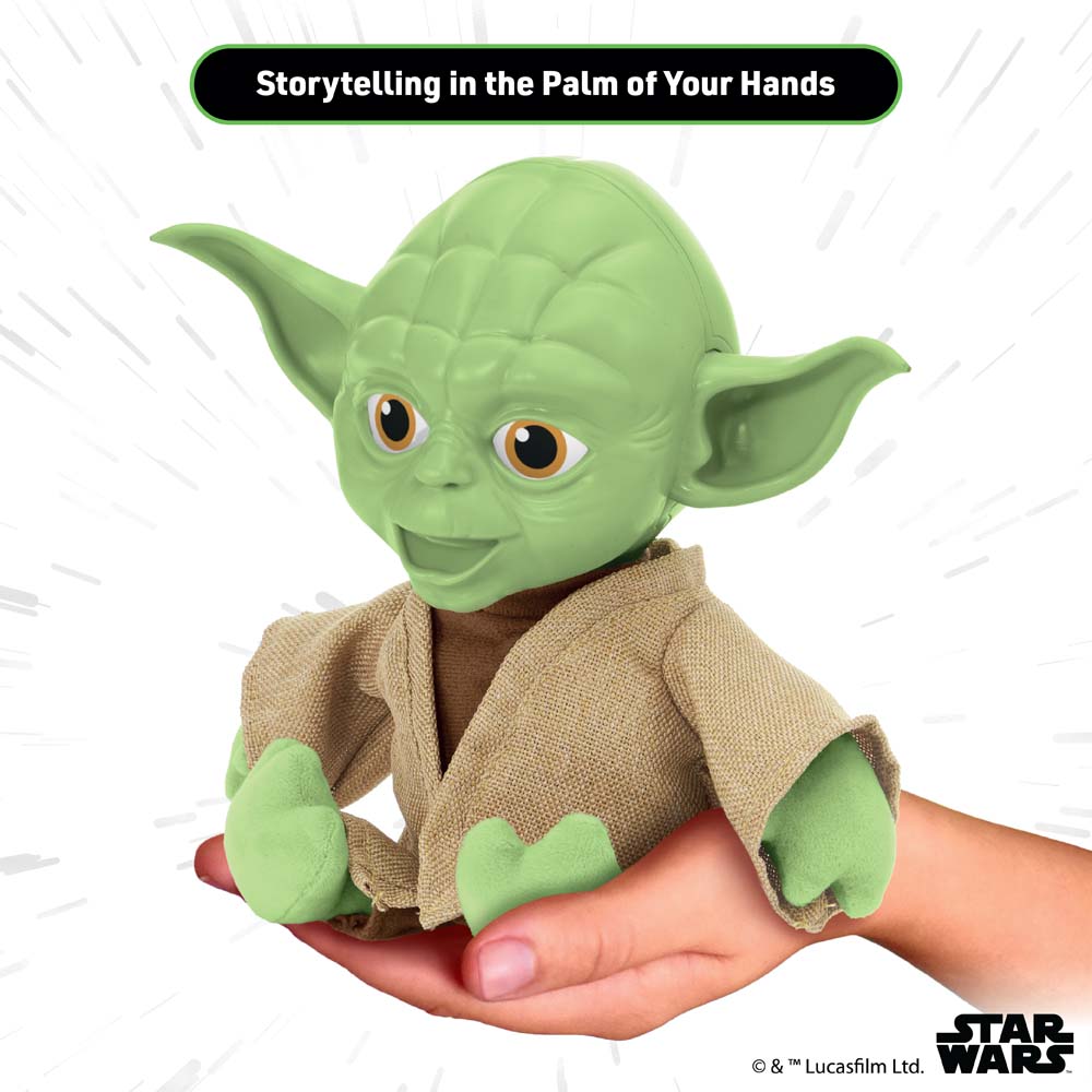 Star Wars Yoda Palm Puppetronic held in the palm of a hand