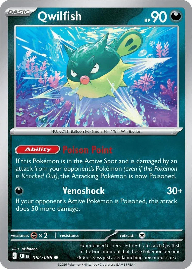 052/086 Qwilfish - Common Reverse Holo