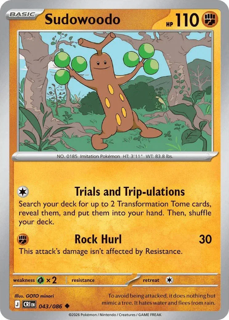 043/086 Sudowoodo - Uncommon Reverse Holo