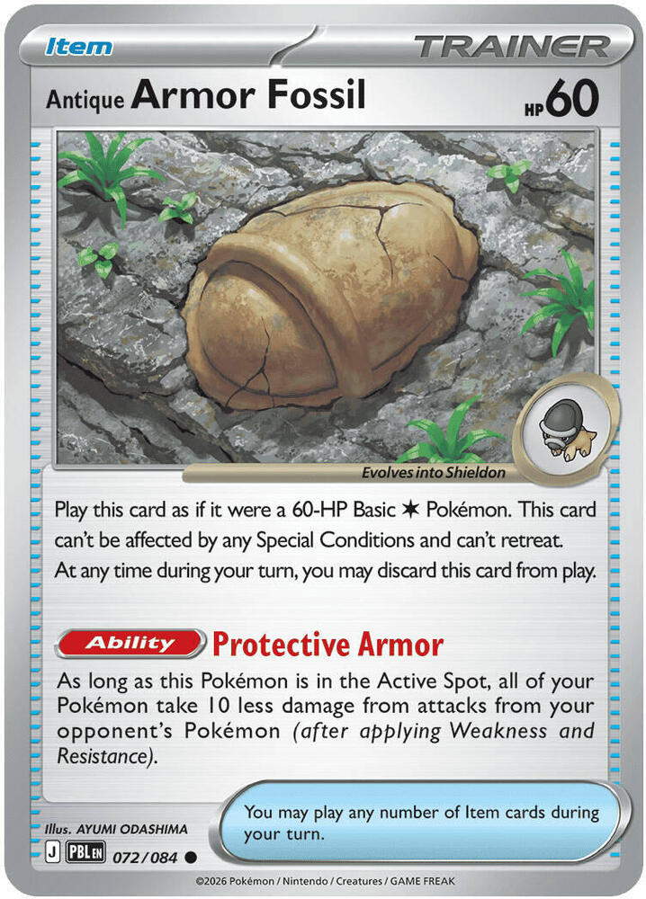 072/084 Antique Armor Fossil - Common Reverse Holo