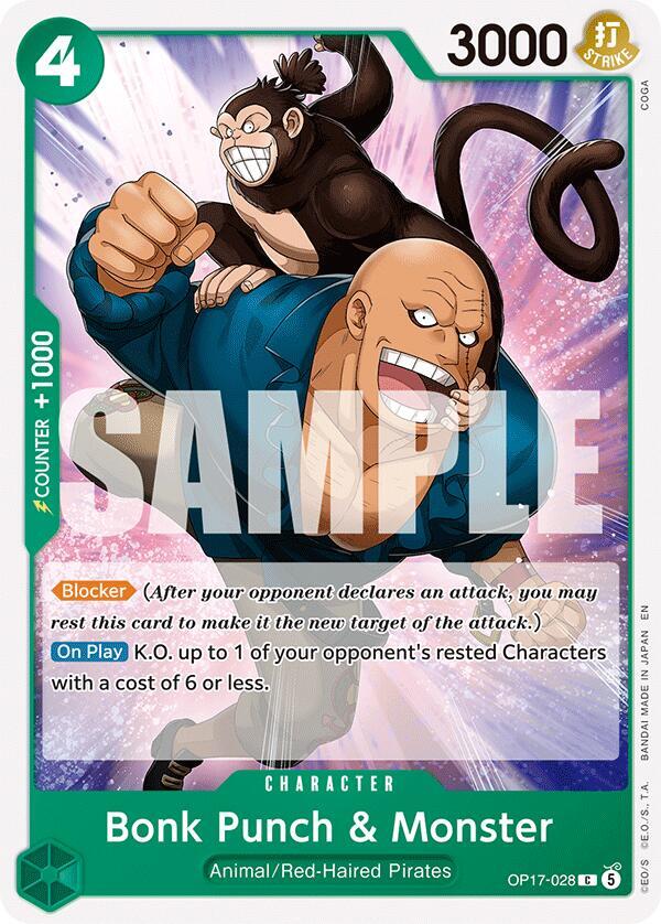 Bonk Punch & Monster (OP17-028) (OP-17: The World's Strongest Warriors) Japanese