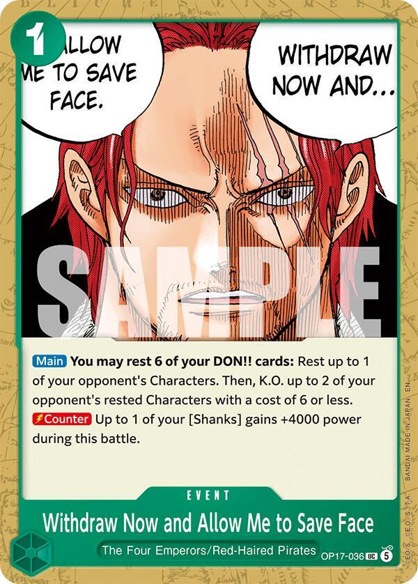Withdraw Now and Allow Me to Save Face (OP17-036) (OP-17: The World's Strongest Warriors) Japanese
