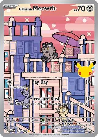 141/128 Galarian Meowth - Illustration Rare
