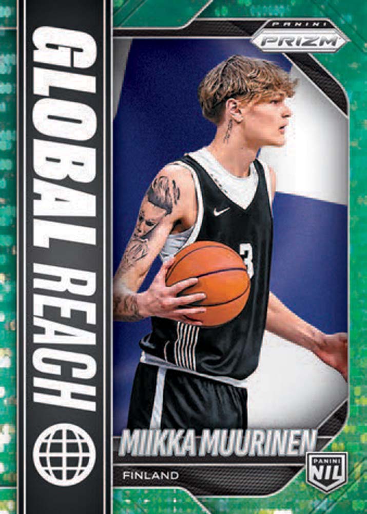 Panini Prizm Basketball 2025-26 Global Reach insert card Miikka Muurinen Green Pulsar parallel