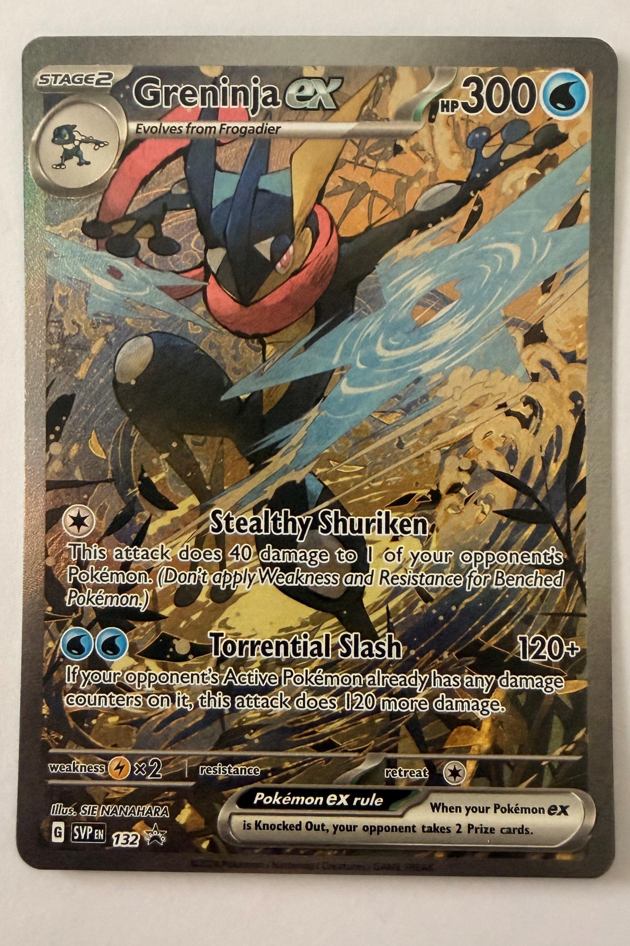 Pokémon trading card featuring Greninja EX on a light gray background