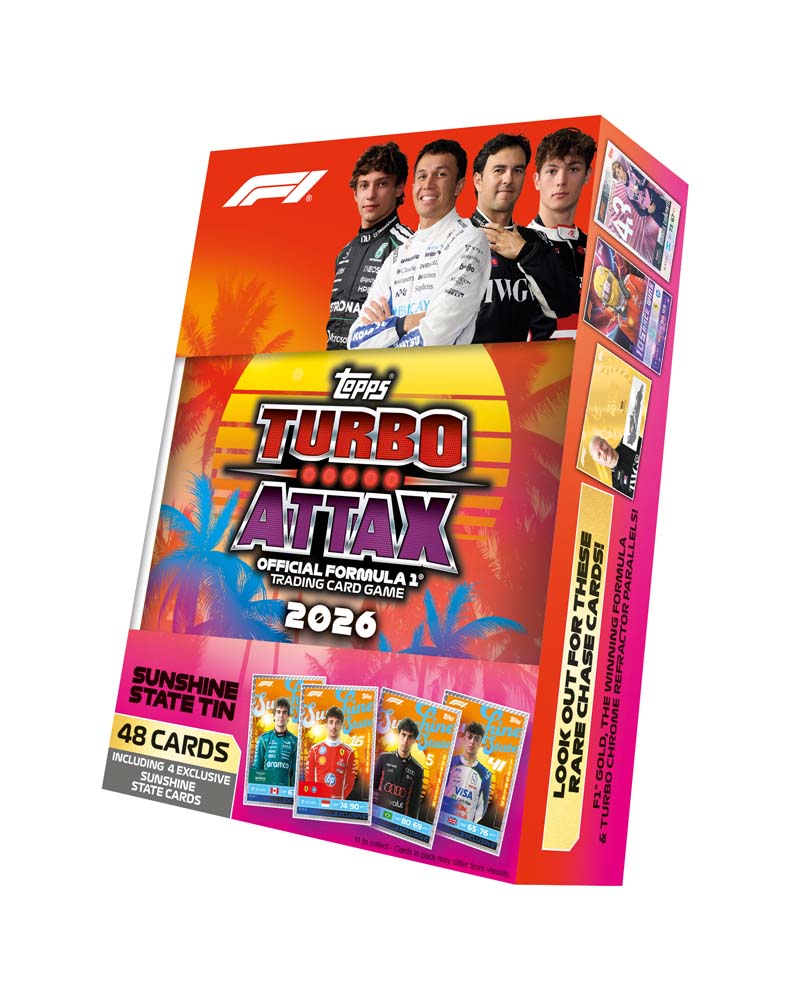 F1 Topps Turbo Attax 2026 Mega Tin Sunshine State display box