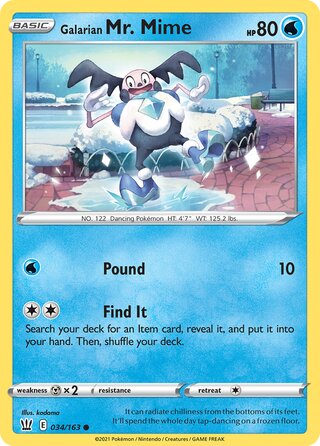 034/163 Galarian Mr. Mime - Common - Collectible Madness