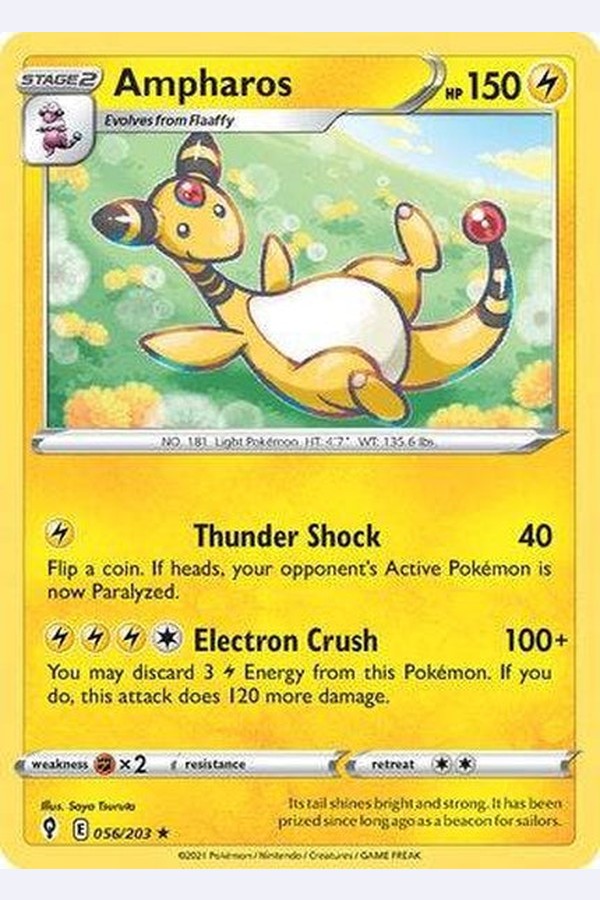 056/203 Ampharos - Rare Reverse Holo - Collectible Madness
