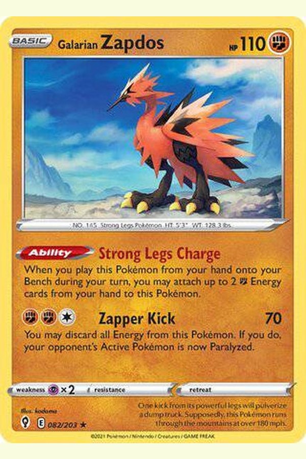 082/203 Galarian Zapdos - Rare Holo - Collectible Madness