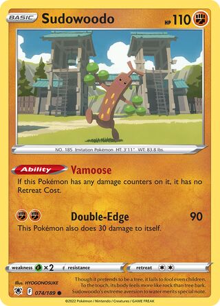 074/189 Sudowoodo - Common - Collectible Madness