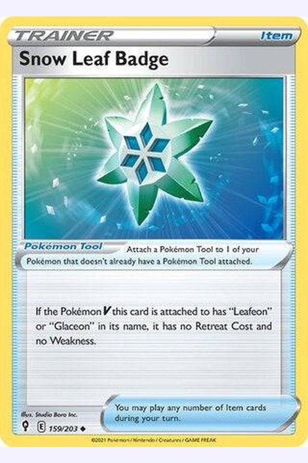 159/203 Snow Leaf Badge - Uncommon Reverse Holo - Collectible Madness