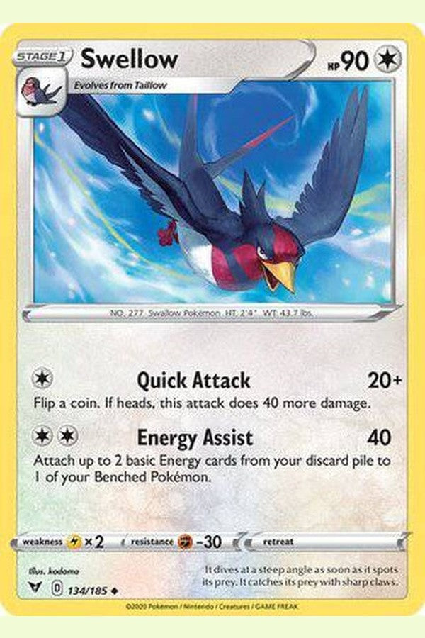134/185 Swellow - Uncommon - Collectible Madness