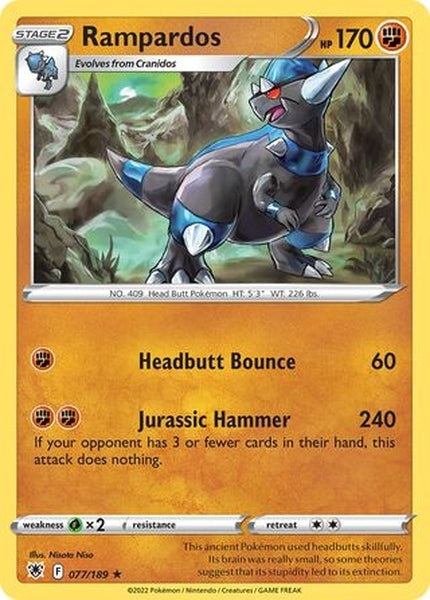 077/189 Rampardos - Rare Holo Reverse Holo - Collectible Madness