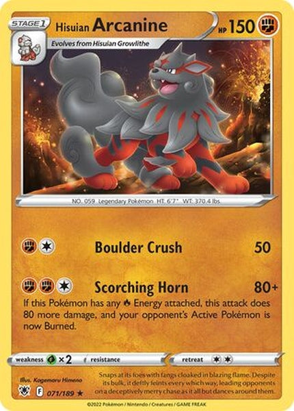 071/189 Hisuian Arcanine - Rare - Collectible Madness