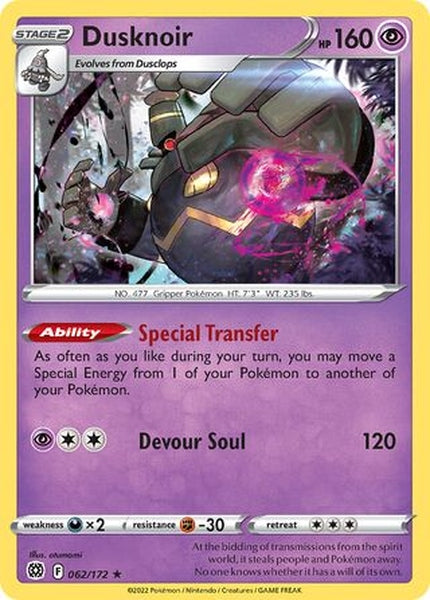 062/172 Dusknoir - Rare Holo Reverse Holo - Collectible Madness