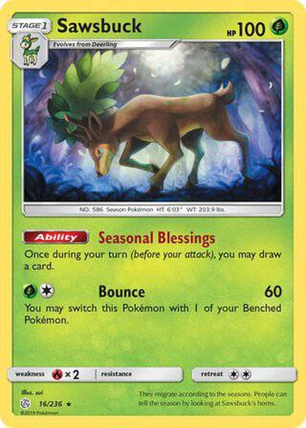 016/236 Sawsbuck - Rare Holo - Collectible Madness